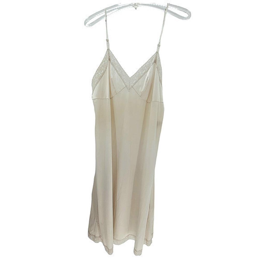 Vanity Fair Cream Lace Bodice Vintage Coquette Slip Dress‎ Size 40